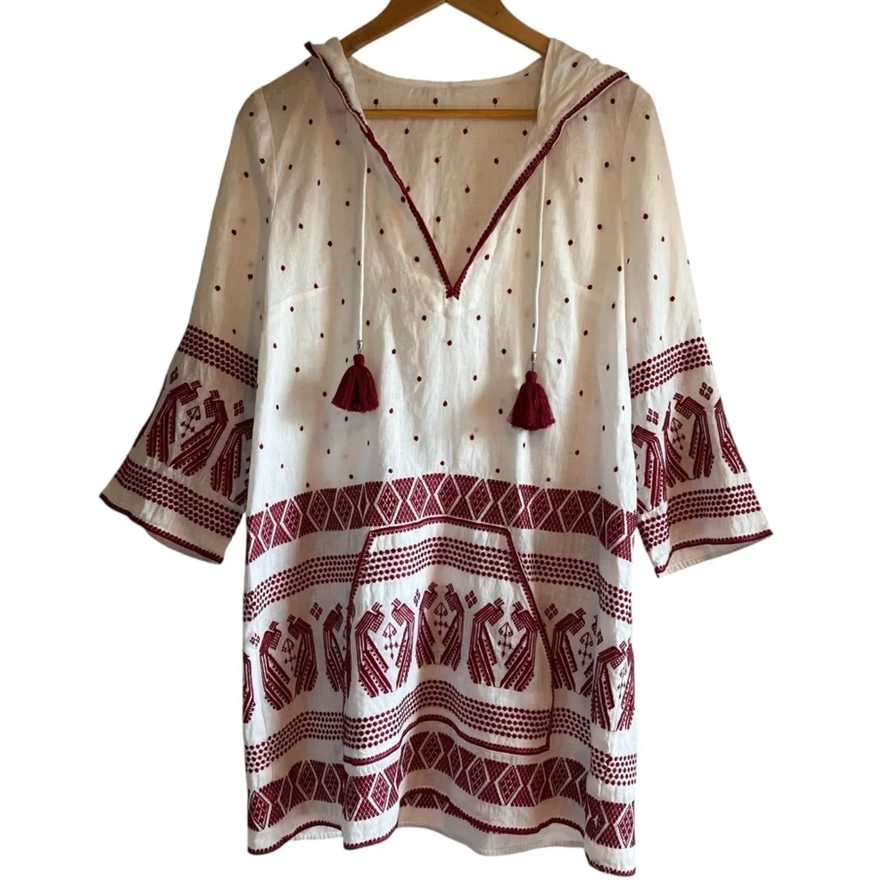 Zimmermann linen embroidered hooded mini dress in white excellent condition - Picture 2 of 11